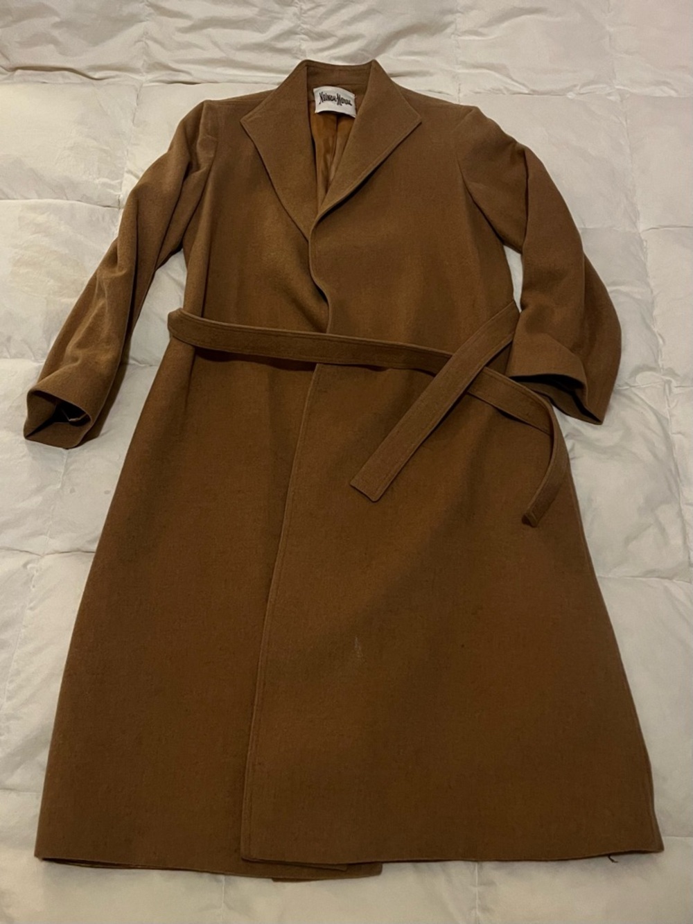Vintage Neiman Marcus Women's Brown Wrap Coat Camel Hair with Belt Size S/P